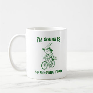 Taza De Café Brujo de Rana Divertida Montando una Bicicleta Cit