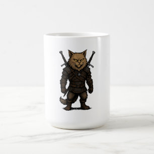 Taza De Café Brujo Gato – Guerrero de Fantasía Medieval