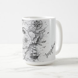 Taza De Café Brújula de Mapa Personalizada Arte de Mujer Estilo