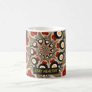 Taza De Café Brunch Arte Fractal Comida divertida, Tomates, Hue
