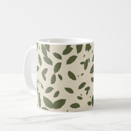 Taza De Café Brunch de Otoño | Hojas Caídas Verde Oliva