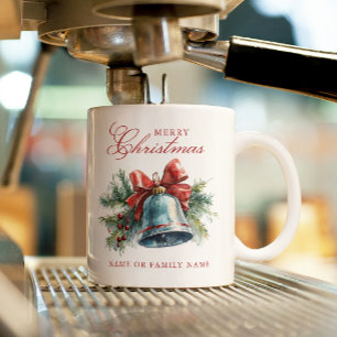 Taza De Café Brunches de pino y Navidades Bell Merry Christmas