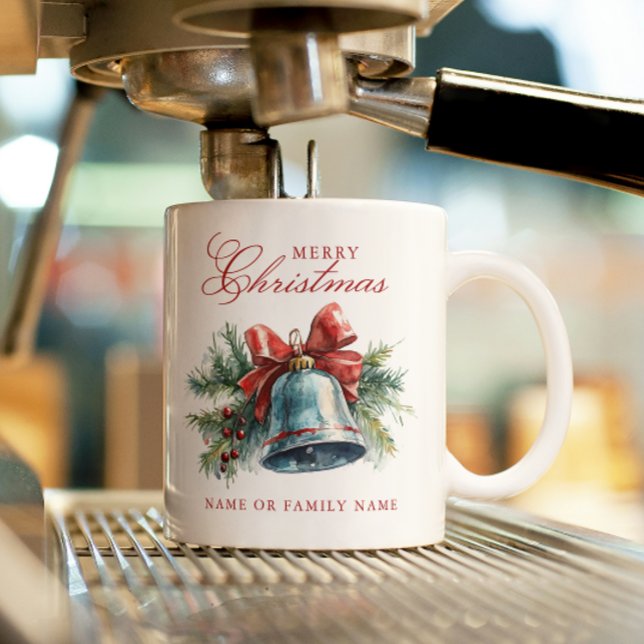 Taza De Café Brunches de pino y Navidades Bell Merry Christmas (Subido por el creador)