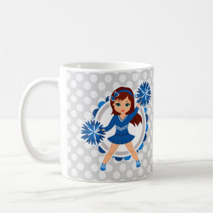 Taza De Café Brunette, animadora azul - Alegre lindo