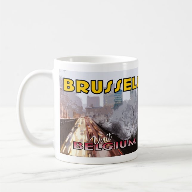 Taza De Café Bruselas, Visita Bélgica Coffee Mug (Izquierda)