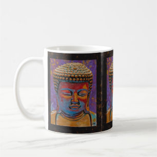 Taza De Café Bruto Buda Mug en rojo, oro y negro