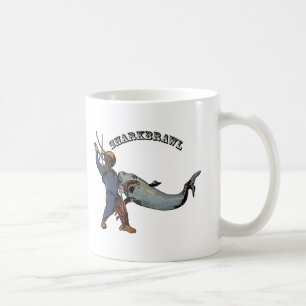 Taza De Café Buceador de la época luchando contra un tiburón po