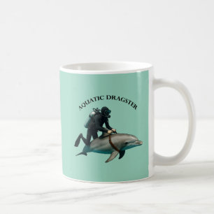 Taza De Café Buceador de SCUBA de época montando un delfín URM