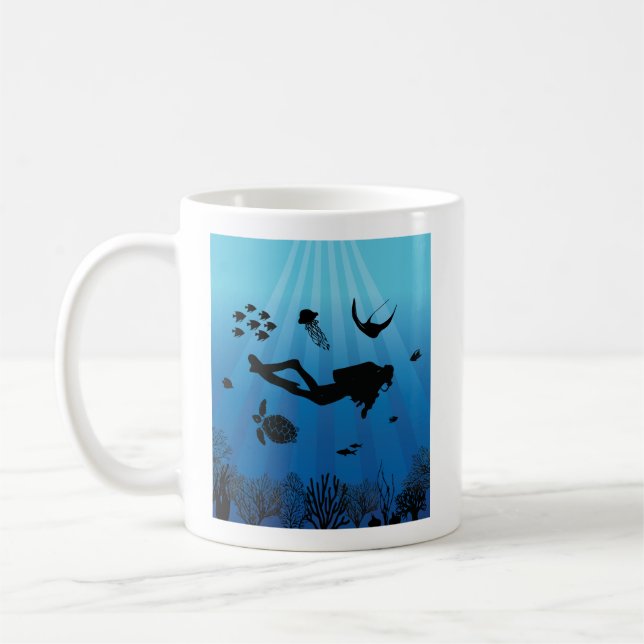 Taza De Café Buceador submarino Scuba (Izquierda)