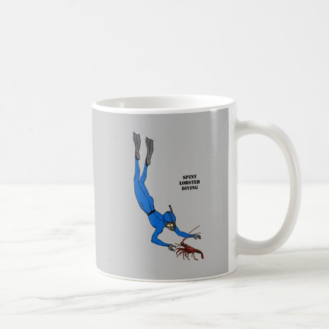 Taza De Café Buceador ventilado atrapando una langosta espinosa (Derecha)