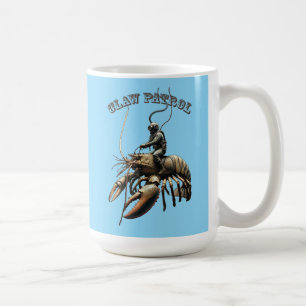 Taza De Café Buceador vintage montando un langosta gigante