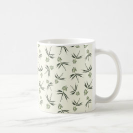 Taza De Café Buceando ramas verdes en crema - patrón sin fisura