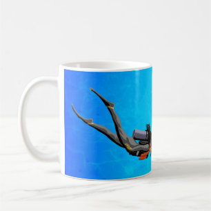 Taza De Café Buceo con escafandra de la mujer