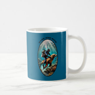 Taza De Café Buceo Vintage SCUBA Montando un León de Mar URM