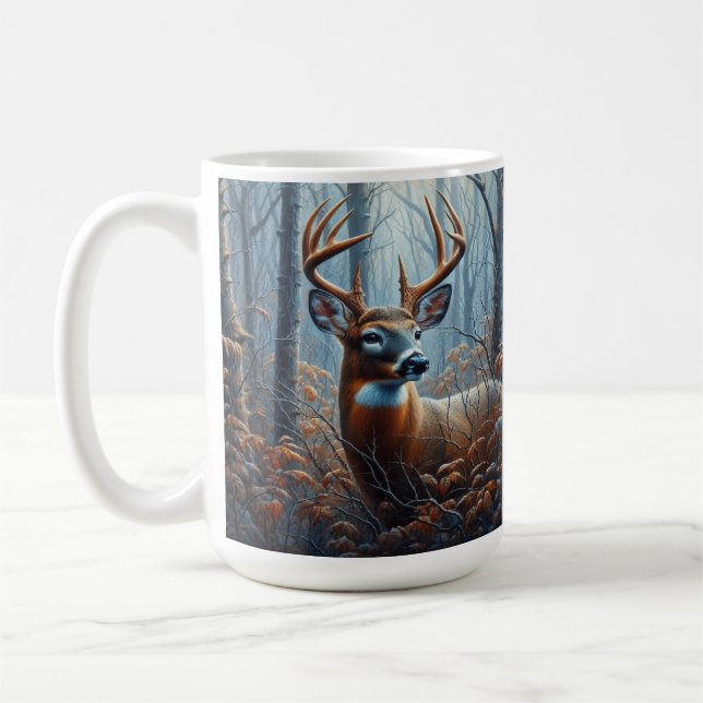 Taza De Café Buck de cola blanca en bosque (Izquierda)