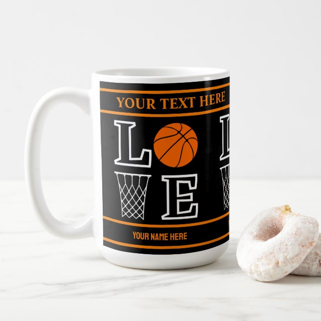 Taza De Café Bucles de baloncesto, regalo del jugador de balonc (Con donut)