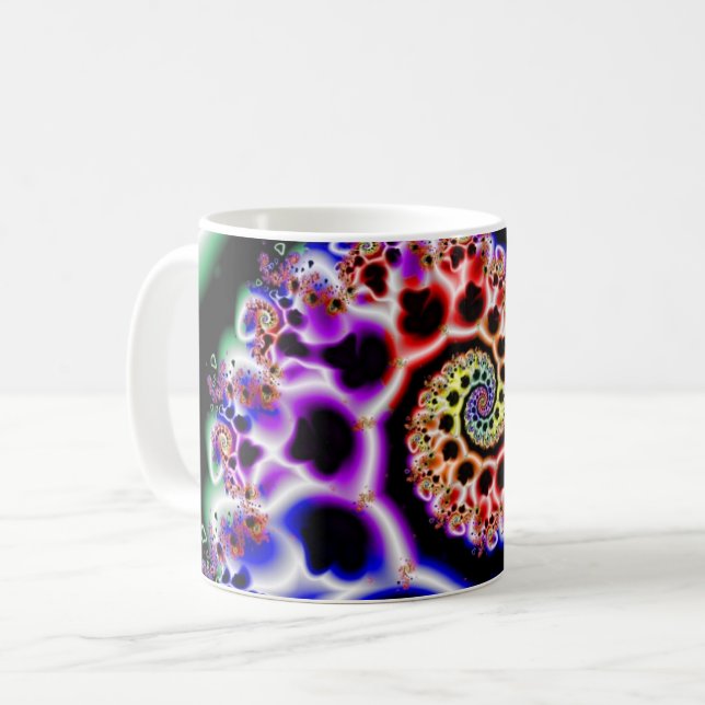 Taza De Café Bucles de frutas | Ajuste de arte fractal arcoiris (Anverso izquierdo)