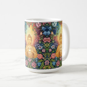Taza De Café Buda, Corazón de la Luz, Feliz, Floral, Vintage