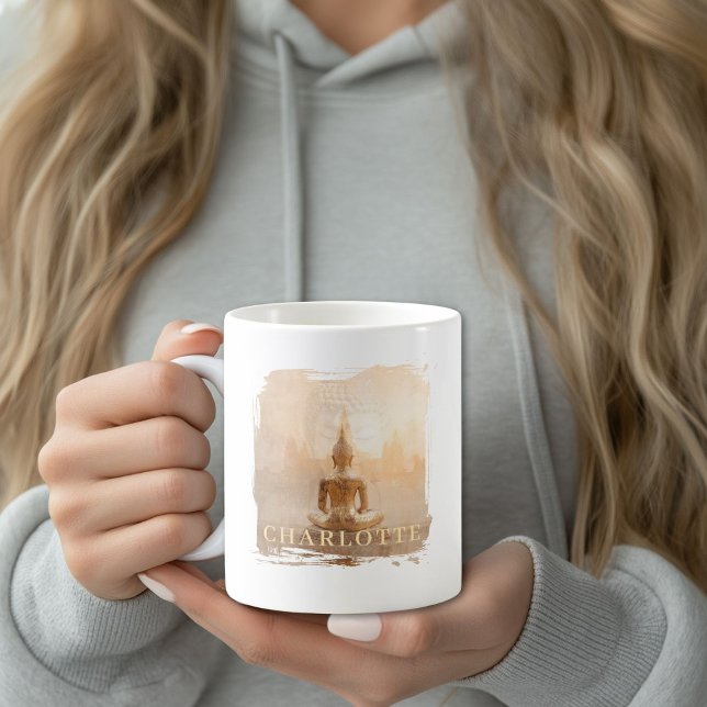 Taza De Café Buda Dorado (Golden Buddha Custom Coffee Mug with your Name or Text)