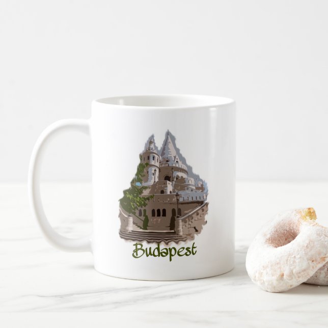 Taza De Café Budapest: Bastión de pescadores (Con donut)