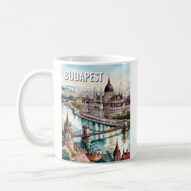Taza De Café Budapest Hungary Parliament Danube River Skyline (Izquierda)