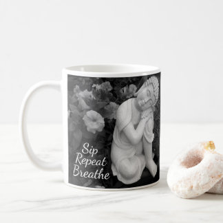 Taza De Café Buddha Bebe Respira Repite – Afirmación Negro Blan