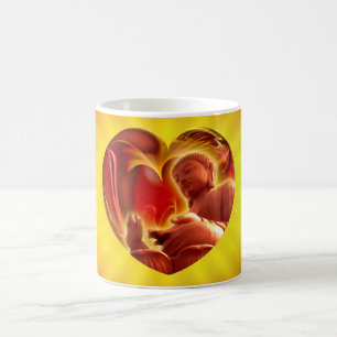 Taza De Café BUDDHA Heart   brillo amarillo