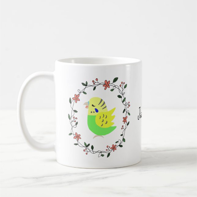 Taza De Café Budgie Budgerigar Parakeet Parrot Mascota personal (Izquierda)