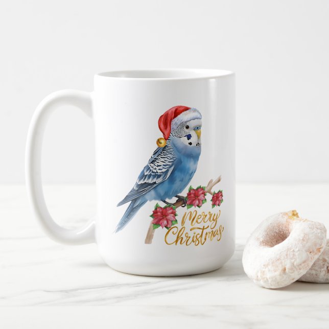 Taza De Café Budgie Christmas (Con donut)