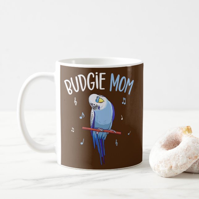 Taza De Café Budgie Mom Parakeet Budgerigar Mujeres Graciosas  (Con donut)