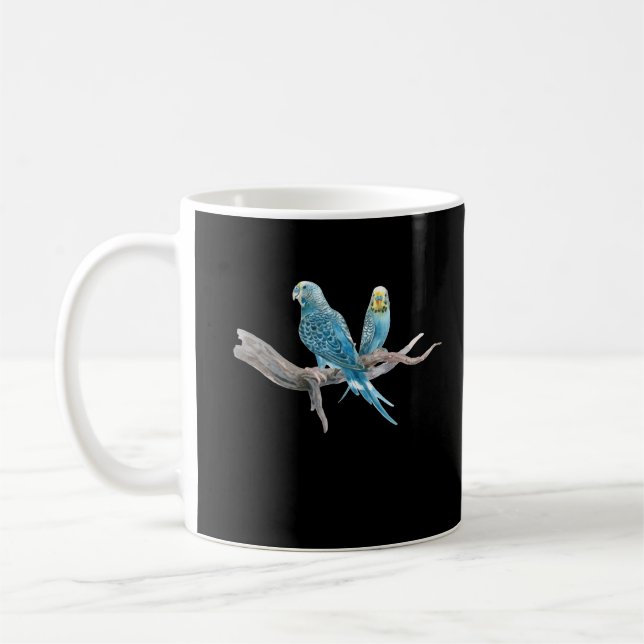 Taza De Café Budgies acuarelas Cute Pareja Parakeet (Izquierda)
