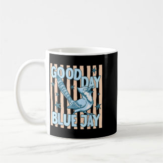 Taza De Café Buen Día Blue Jay Lindo Gráfico Retro De Pájaro De