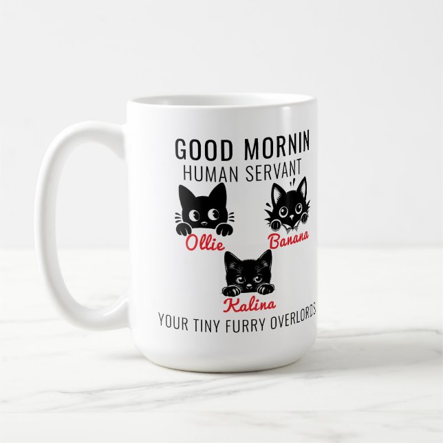 Taza De Café Buen día, gato, sirviente humano =- amor perfecto  (Izquierda)