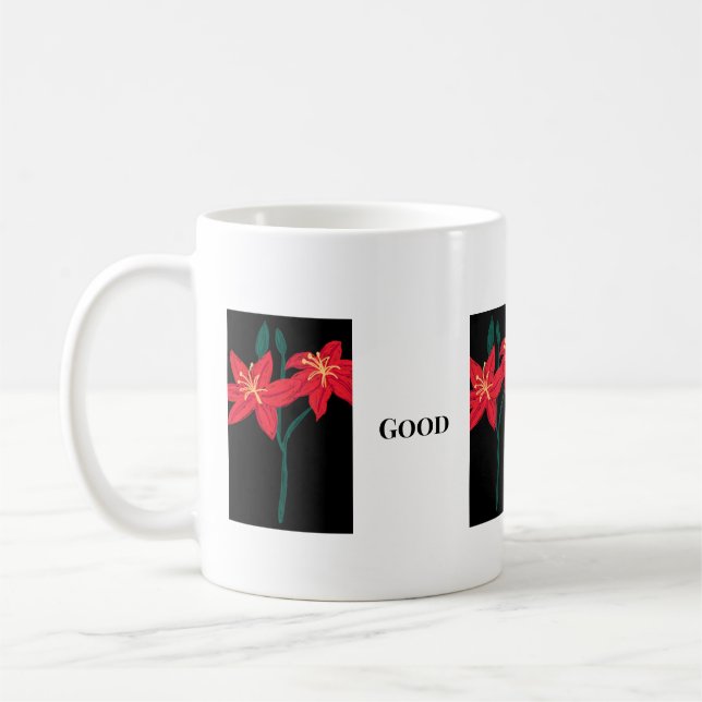 Taza De Café Buen Día Texto Dulce Flor Imagen Clásico  (Izquierda)