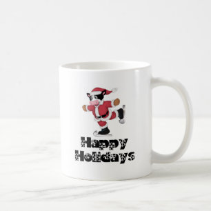 Taza De Café Buenas fiestas vaca patinadora de Santa