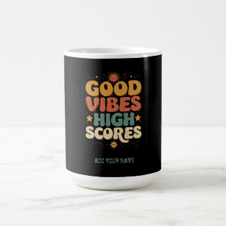 Taza De Café Buenas Vibraciones & Altos Puntuaciones Tipografía