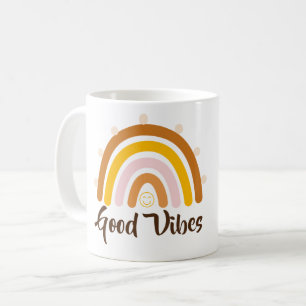 Taza De Café Buenas Vibraciones - Arcoíris Buenas Vibraciones