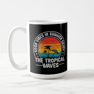 Taza De Café Buenas Vibraciones Verano Olas Tropicales