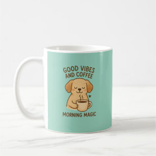 Taza De Café Buenas vibraciones y café - Dragón digital de cach