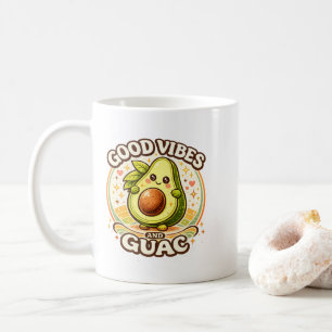 Taza De Café Buenas Vibraciones Y Guac Aestética Retro De Agua
