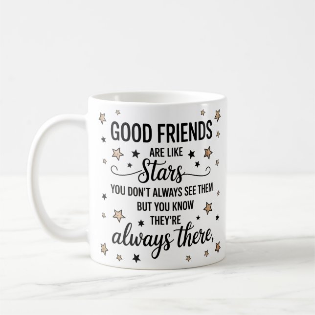 Taza De Café Buenos amigos son como estrellas Frase Inspiradora (Izquierda)