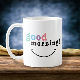 Taza De Café Buenos días colorida Tipografía Café Mug