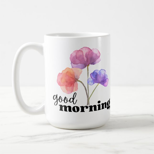 Taza De Café Buenos días (con flores) (Izquierda)