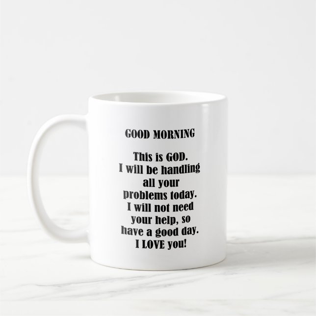 Taza De Café Buenos días desde DIOS (personalizar) (Izquierda)