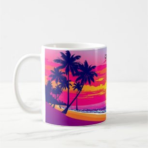 Taza De Café Buenos Días Desde Envoltura de Puesta de Sol Tropi