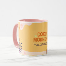 TAZA DE CAFÉ BUENOS DÍAS EN ROSA BEBÉ Y NARANJA CU