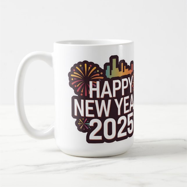 Taza De Café Buenos días festivos por delante: Feliz Año Nuevo  (Izquierda)