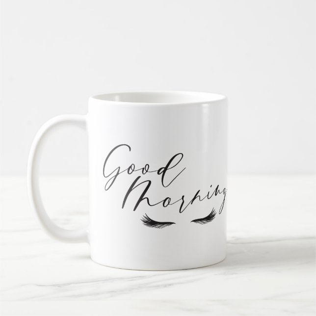 Taza De Café Buenos días guión de belleza pestañas oculares (Izquierda)