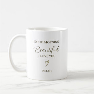Taza De Café Buenos Días Hermosa Te Amo Personalizado