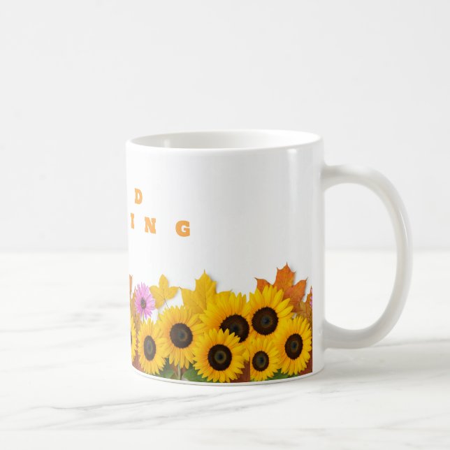 Taza De Café Buenos días Mug de cerámica de girasol - Inicio br (Derecha)